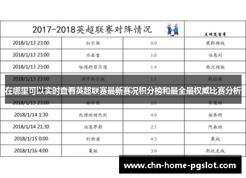 在哪里可以实时查看英超联赛最新赛况积分榜和最全最权威比赛分析